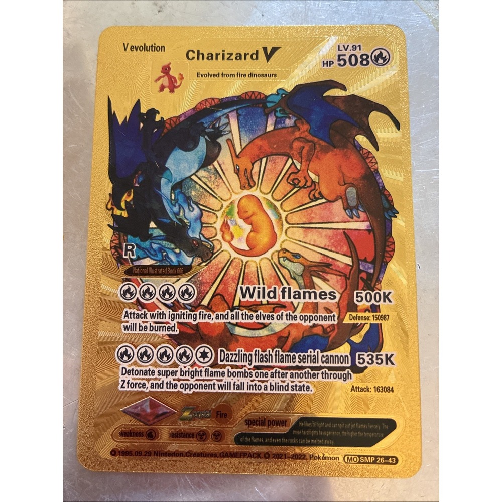 Pokemon Charizard V Evolution HP508 Gold Foil Fan Art SMP26-43🔥 MINT